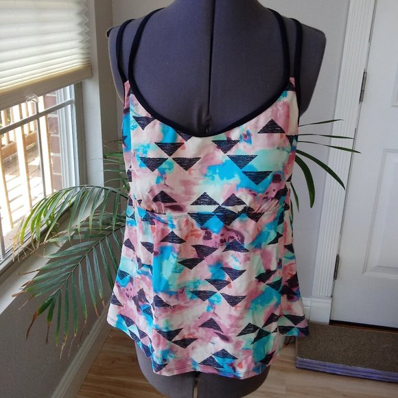 Racer Back Tankini Top w/Molded Cups - Picture 2 of 11